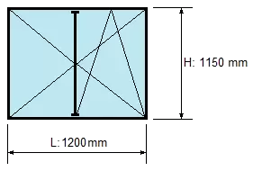 schita fereastra in doua canate cu deschidere simpla si deschidere dubla, cu montant mobil